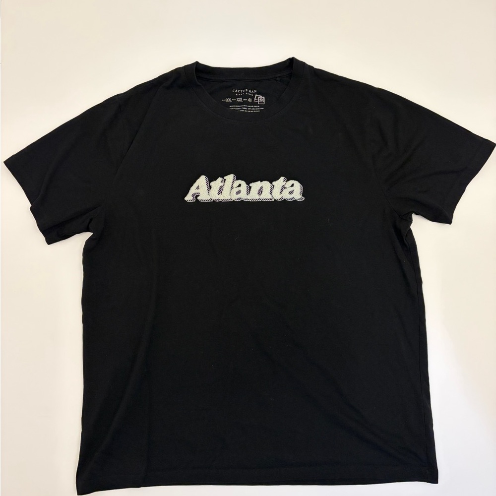 Black Atlanta graphic T-shirt Cactus Man by Ricky Singh XXL